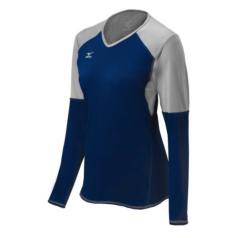 Damske Dresy Mizuno Techno VI Long Sleeve Volejbalove Námornícka Modrá/Strieborne Vypredaj GMZL82573